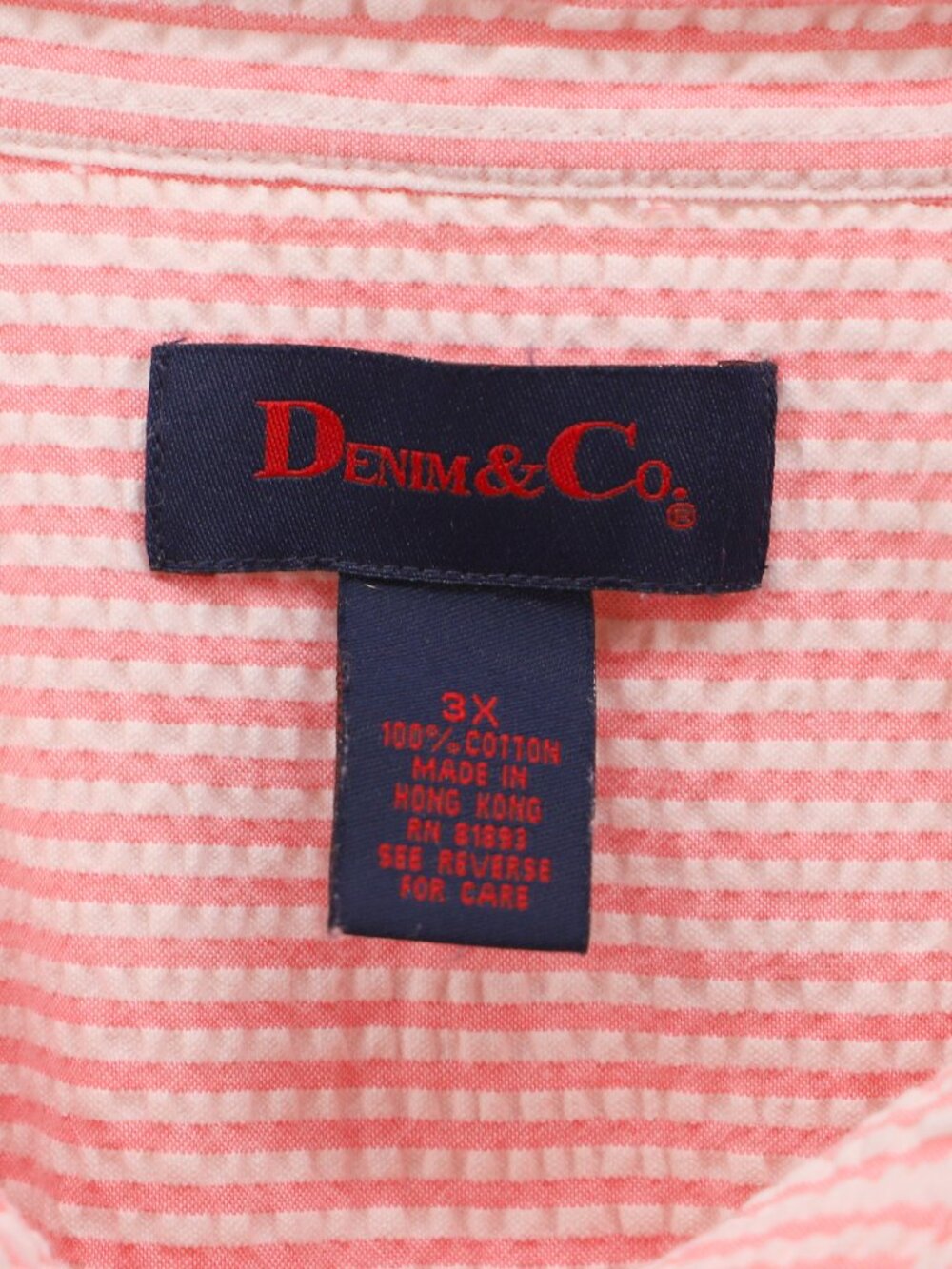 DENIM & CO Women's Pink Seersucker Long Sleeve Button Up Shirt Size 3X - Picture 5 of 5
